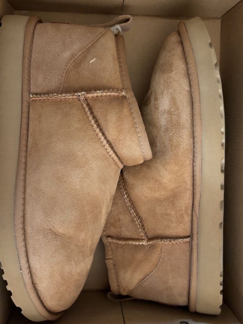 Uggs size 10 Ankle Boot - Chestnut Brown: new in box ( small defect last pic)